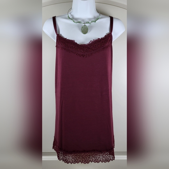 Cato Tops - CATO Burgundy Plus Size Lace Trim Camisole - Size 22/24W or Size 3X  (BOGO)